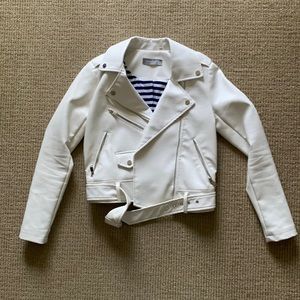White Faux Leather Moto Jacket Bagatelle XS